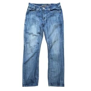 Helix Bootcut Jeans Mens 34x34 Blue Denim Cross Back Pocket Y2K Distressed